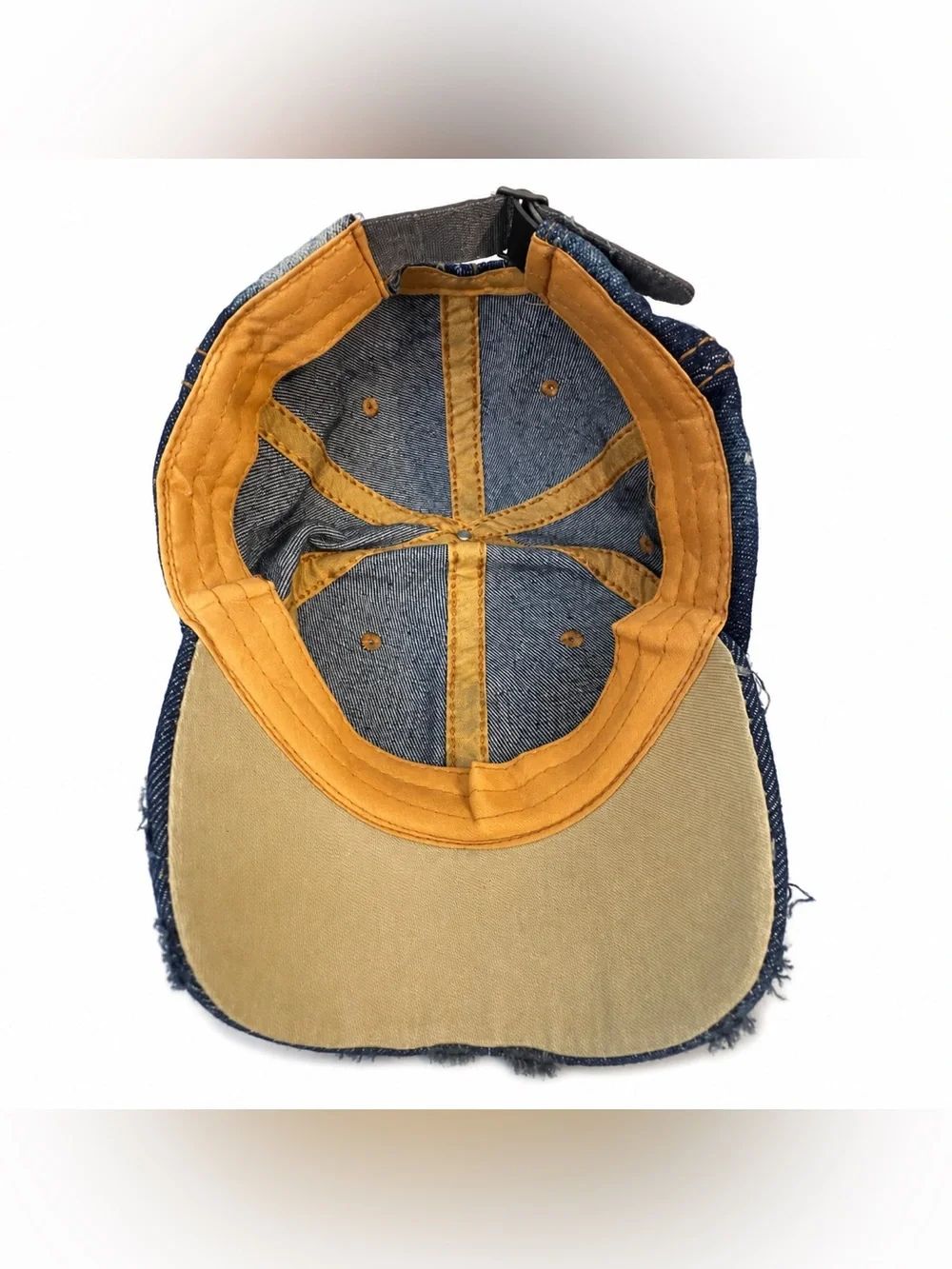 Y2K Washed Denim Hat With Rhinestone Detail & Gemstone Butterfly Accent
